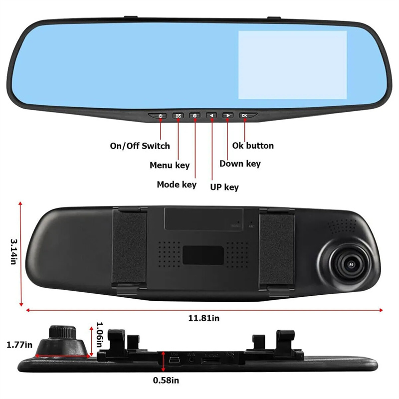 Mirror Dash Cam FHD Dual Lens  – Car Accessories Youtube recenzja i cena